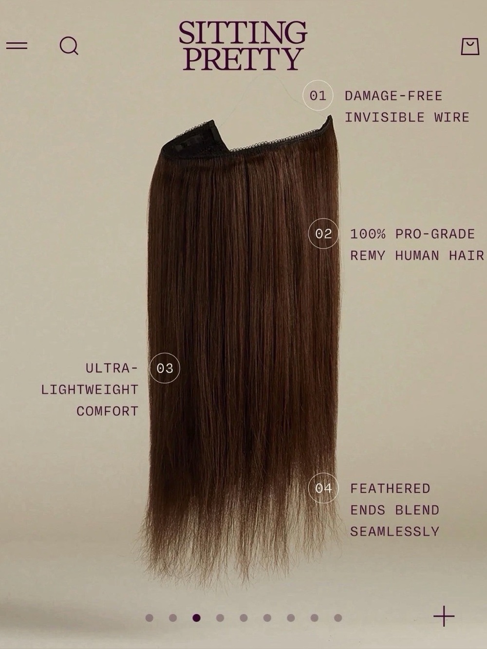 NEW Sitting Pretty Halo Hair Extensions Espresso Brown Blend #2/4 12 Inch Medium